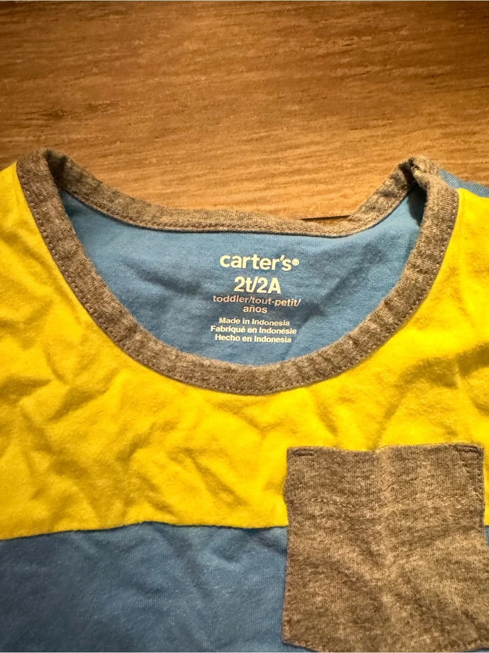 Carter's Light Blue and Yellow Sleeveless Tank with Gray Pocket